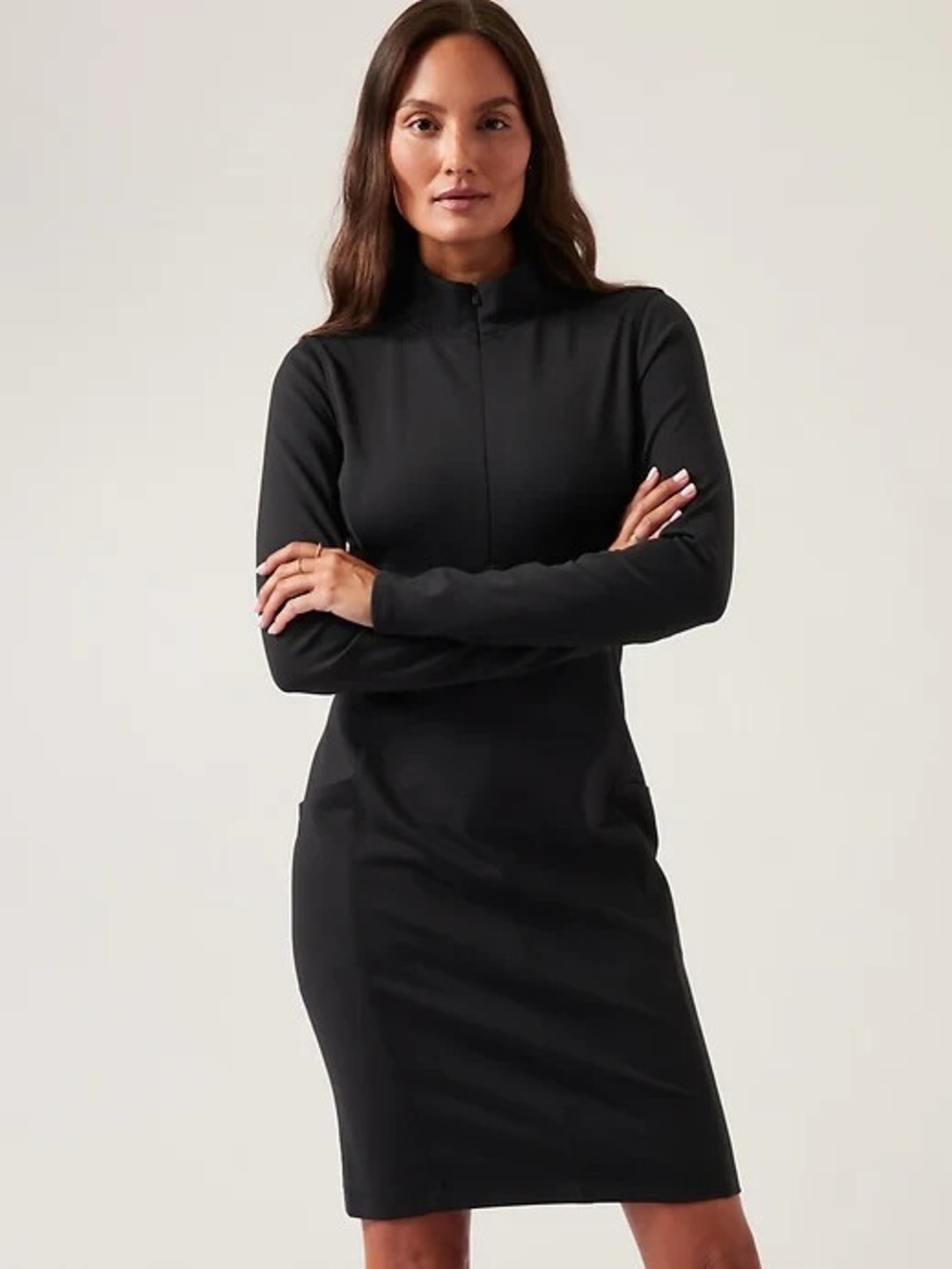 Athleta Women's Delancey Long Sleeve Active Dress In Black Size XS